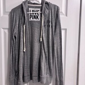 Gray LOVE PINK Zip-Up Hoodie